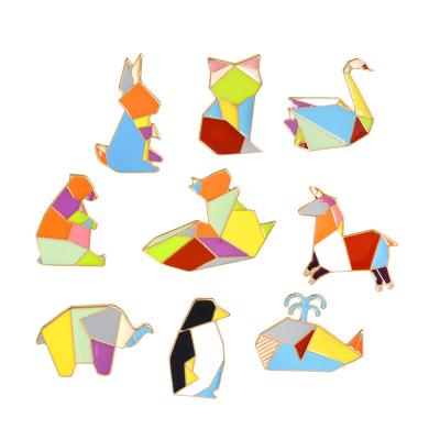 China Alloy+Enamel Pandahall Mixed Origami Shape Animal Enamel Creative Zinc Alloy Brooches for sale