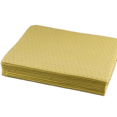 China Chemical Liquid Absorbent Chemical Absorbent Sheets Yellow Color Chemical PP Absorbent Pad for sale