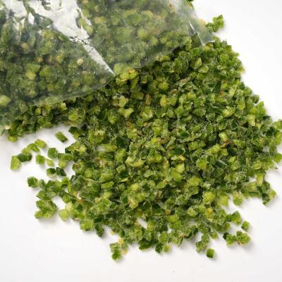 China BRC Supplier IQF 5*5mm Crushed Green Chinese Jalapeno Vegetable Frozen Vegetable Pepper for sale