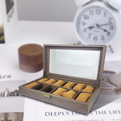 China Lockable Display Customer Varnish High Quality Walnut Watch And Watch Storage Wooden Box For Large Watches With 10 Slots for sale