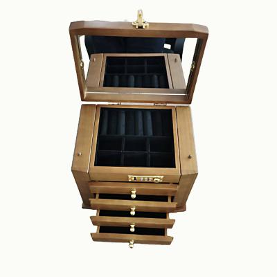 China [Junda] Hot Selling Storage and Display Jewelry Mirror Boxes Wooden Perfume Storage Box Jewelry Organizer for sale