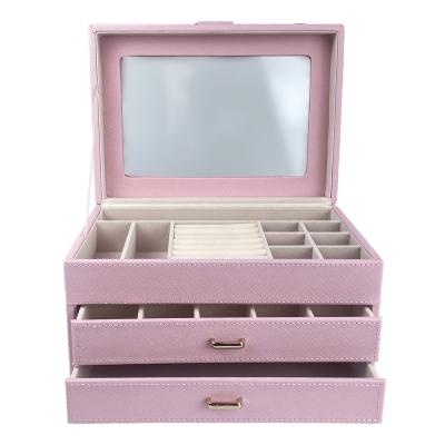 China China factory supplier portable storage and display pu box jewelry organizer big for little girl with reasonable price for sale