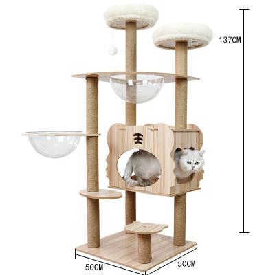 China Breathable Fast Shipping Climbing Wooden Tree Tower Cat House Wall Mounted for sale