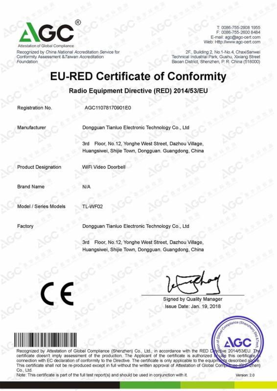 CE - Dongguan Tianluo Electronic Technology Co., Ltd