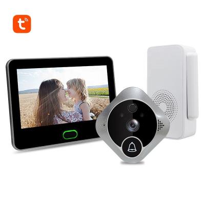 China Tuya Full HD 1080P 7 Inch Low Power Video Doorbells and Surveillance with Door Lock Electronic Wireless Hole Visual Doorbell TL-WF04 for sale