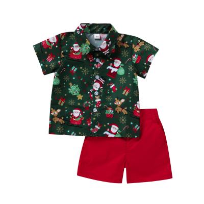 China Breathable Kids Summer Gentleman Outfits Kids Short Sleeve Shirt Shorts Boy Christmas Tops And Pants Clothing 2pcs Baby Boy Clothes Sets for sale