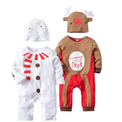 China With Long Sleeves Boys Winter Cotton Overalls Wholesale Newborn Infant Clothing Hat Long Sleeve Clothes Christmas Baby Romper Set for sale