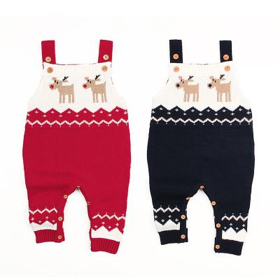 China Soft Organic Christmas Overalls Boy Girl Toddler Sweater Knit Overall Romper Baby Clothes for sale