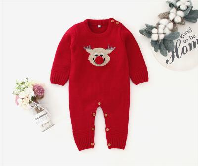 China With Long Sleeves Jumpsuit Infant Knitting Clothes Fall Long Sleeves Santa Deer Toddler Sweater Outfits Winter Christmas Baby Knitted Romper for sale