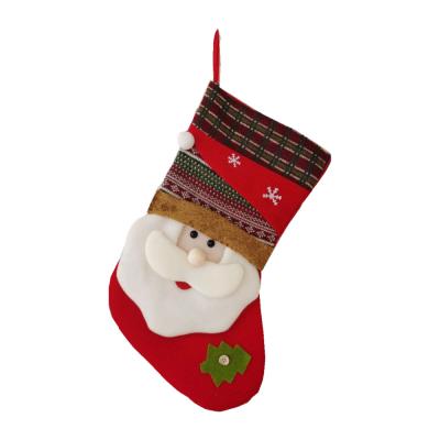 China Home Fleece Decorations Baby Candy Bags Kids Gifts Socks with Deer Santa Claus Snowman Kids Christmas Stockings Party Supplies for sale