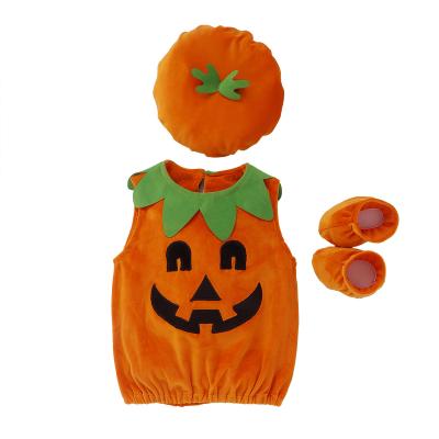 China Boys Girls Romper Hat Shoes Clothes Costume Toddler Cosplay Fleece Kids Pumpkin Party Outfits Tops Overalls Baby Halloween Costumes for sale