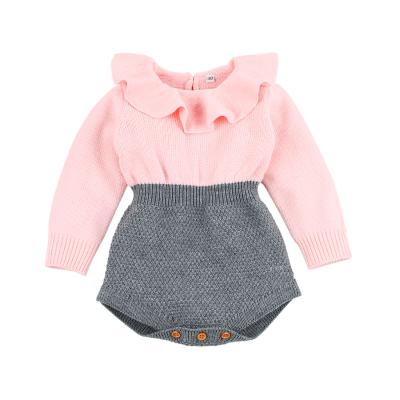 China Soft Ruffle Knit Clothes Sweater Jumpsuit Infant Jumpsuit Toddler Baby Romper for sale