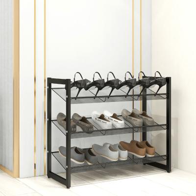 China 2020 High Quality Modern Shoe Store Rack Over The Door Shoe Shelf Rack For Home Cabinet Black White for sale