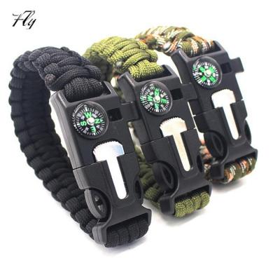 China Paracord Fashion Compass Fire Starter Paracord Bracelet Outdoor Survival for sale