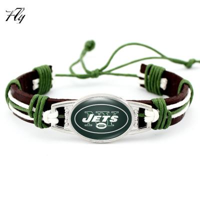 China Leather New Products 2018 Innovative Product NFL American Football Teams Logo Charm Leather Bracelet for sale