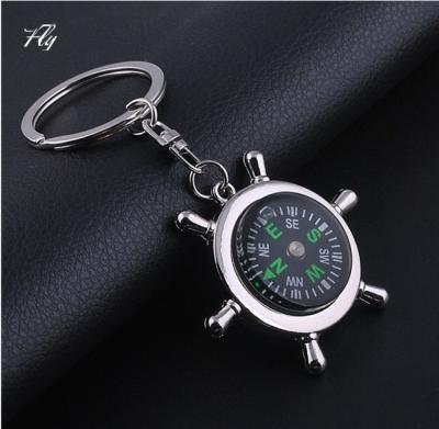 China Fashion unisex metal key chain with compass for sale