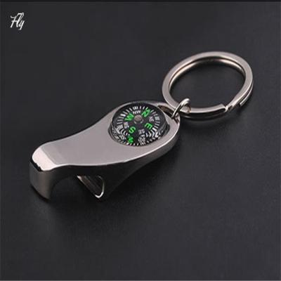 China Fashion Unisex Metal Key Chain With Compass And Bottle Opener for sale