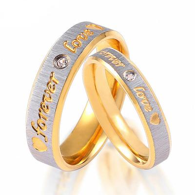 China FASHIONABLE Hot Sale Couples Jewelry Ring 18k Titanium Gold Frosted Forever Love Couples Ring for sale