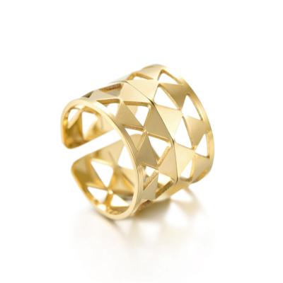 China Fashion Stainless Steel Casual Ring 14k Gold Filled Adjustable Triangle Ring for sale