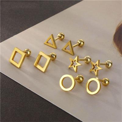 China Casual/sporty custom any shape stainless steel earring geometry triangle earring 18k gold plated wholesale star earring for sale