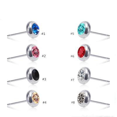 China Wholesale 2021 new design casual/sports stainless steel stud earring 8 color zircon earring for men and women for sale