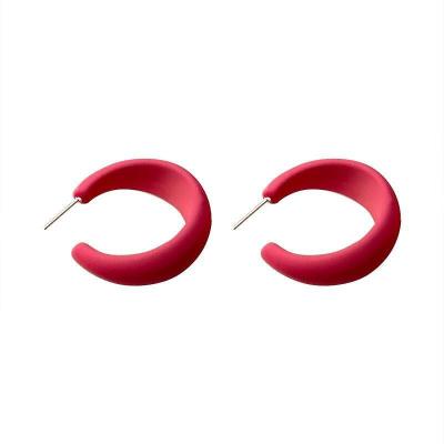 China Wholesale candy color c shape earring heart matte earring custom casual/sporty women acrylic earrings for sale