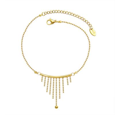 China Wholesale Women Casual/Sports Custom Jewelry 2020 New Design Pearl Chain Anklet 18k Gold Plated Stainless Steel Tassel Anklet For Women for sale