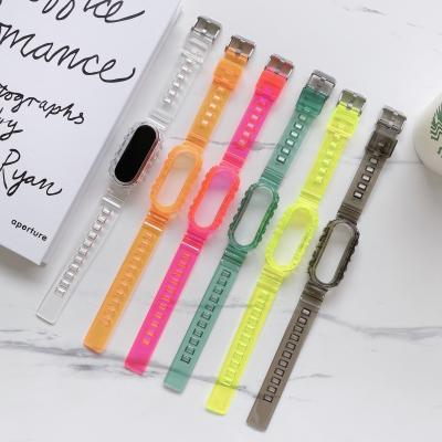 China Transparent Clear Water Resistant Chinber Watch Band New TPU Watch Strap Band For Xiaomi MI Band 3/4/5 for sale