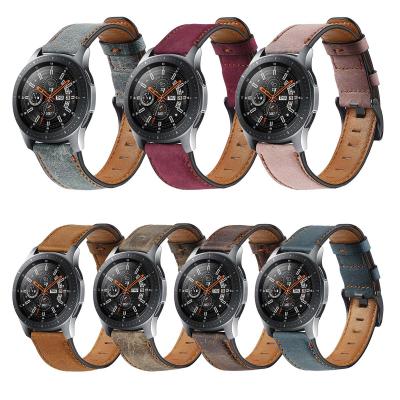 China Water Resistant Chinber Vintage 22mm Cowhide Suede Leather Luxury Watch Strap For Samsung Watch 46mm for sale