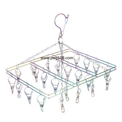 China Modern Colorful 316 Stainless Steel Clothes Hanger And Drying Rack With 24 Pegs Hangers for sale