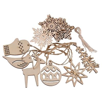 China Christamas Decoration Wanuocraft Custom Shape High Quality Wooden Christmas Tree Ornaments Wooden Hanging Decorations for sale