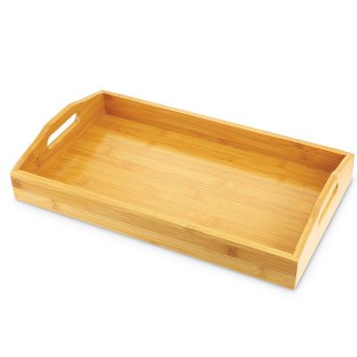 China Wholesale Cheap Natural Woven Bamboo Serving Trays Tray With Handles Sustainable Eco Friendly Bamboo Wood From Wanuocraft for sale