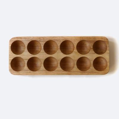 China Wanuocraft Sustainable Eco Friendly Bamboo Egg Tray Holder Kitchen Accessories Egg Storage Tray 12 Holes for sale