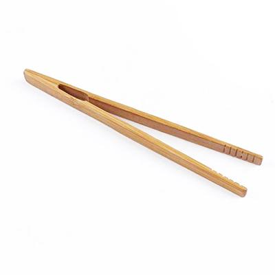 China Sustainable Kitchen Accessory Wanuocraft Clip Food Grade Bamboo Wooden Toast Tongs for sale