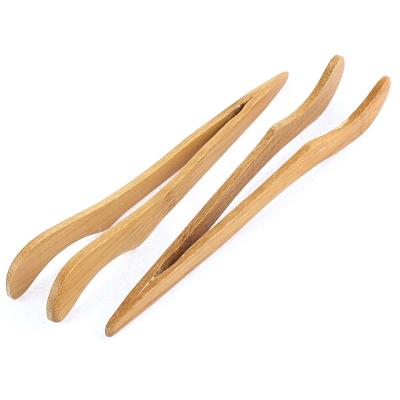 China Sustainable Kitchen Accessory Wanuocraft Clip Food Grade Bamboo Wooden Toast Tongs for sale