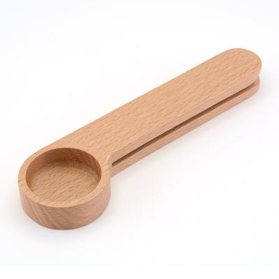 China Wanuocraft Sustainable Eco Friendly Kitchen Accessory Bamboo Wooden Coffee Tea Scoops With Long Bag Clip Wholesales for sale