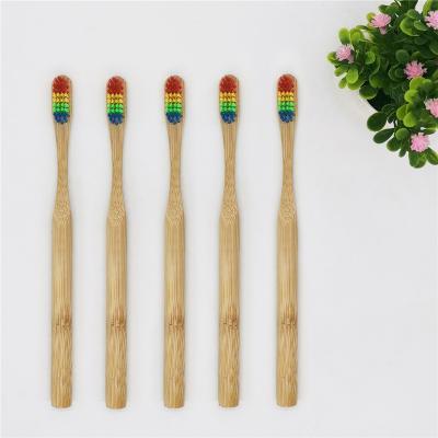 China Sustainable Natural Biodegradable Round Bristle Bamboo Handle Wanuocraft Bamboo Toothbrush for sale