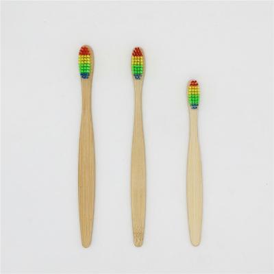 China Wanuocraft Family Home 100% Rainbow Handle Viable Natural Single Adult Kids Bristle Bamboo Toothbrush for sale