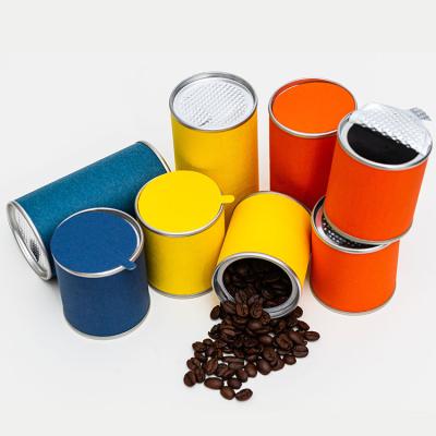 China Coffee Beans One Pulled Recyclable Mini Paper Can Custom Canister Airtight for sale