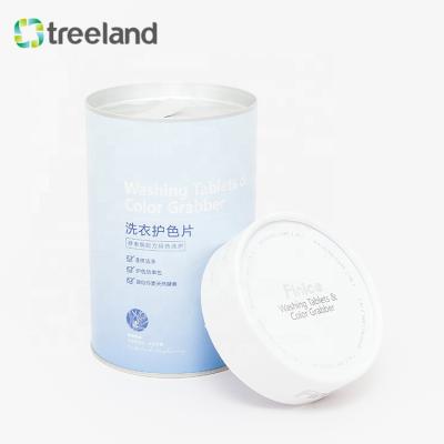 China New Recyclable Washing Laundry Tablets Paper Tube Packaging Boxes With Paper Lid for sale