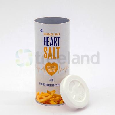 China Recycled Materials Shaker Paper Tube Cardboard Salt Shaker Tube With Lid Salt Canister for sale