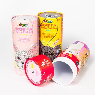 China Hot Selling Custom Recyclable Full Color Printed Cardboard Tube For Toy Cylinder Kraft Paper Box Plush Bag Tube High Quality Paper Box for sale