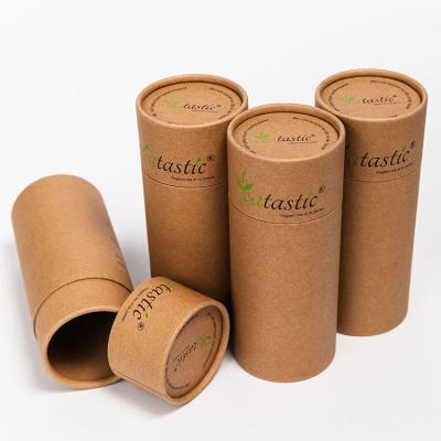 China Recyclable Brown Kraft Paper Tube Tea Packaging Cylinder Plastic Freestanding Tube Custom Cardboard Tube For Tea for sale