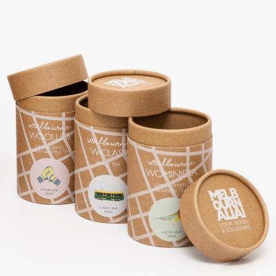 China Recyclable Degradable Brown Kraft Capsules Round Box Rolled Edge Paper Tube for sale