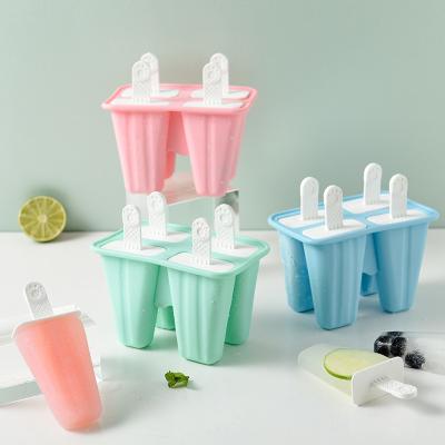 China Sustainable Custom Multicolor Reusable Easy Non Slip 4 Slot Ice Popsicle Mold for sale