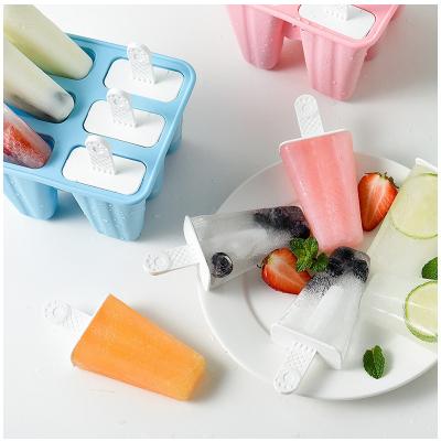 China Viable Personalized Reusable Wholesale Price Food Grade Silicone Diy Tray 6 Slot Popsicle Ice Mold for sale