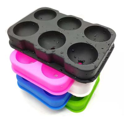 China Sustainable Commercial Household Silicone 6 Cavities Ice Ball Molds Sphere Ice Cube Tray Mold for sale