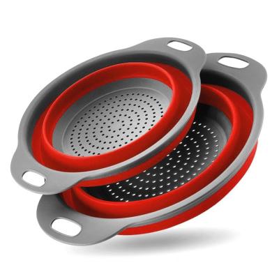 China Kitchen Viable Multifunctional Heat Resistant Collapsible Colander Basket Drain Round Vegetable Wash Sieve for sale