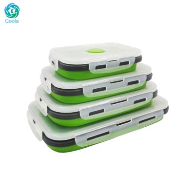 China 350/500/800/1200ML Bpa Heatable Foldable Microwave Reusable Food Storage Container Lunch Box Set For 4 Pieces for sale