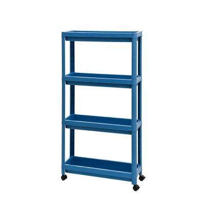 China Factory Direct Selling Sustainable Plastic Racks 4 Layers Commodity Shelf Storage Used Narrow Space Shelving Bathroom Shelving for sale